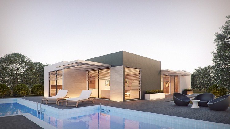Præfabrikerede huse -moderne-bungalows-pool