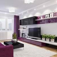 סגנון יוצא דופן של הסלון בתמונה בצבע סגול