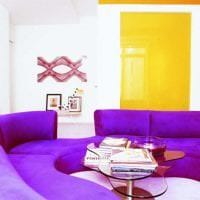 светло лилав диван в стил хол снимка