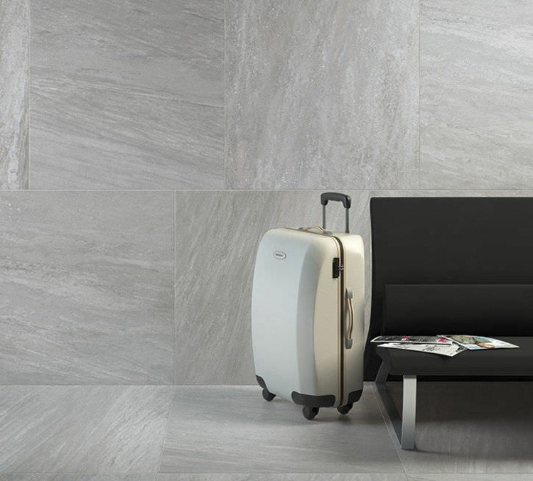 fliser stenlook lefka maxi storformat kuffert grå design vægbeklædning