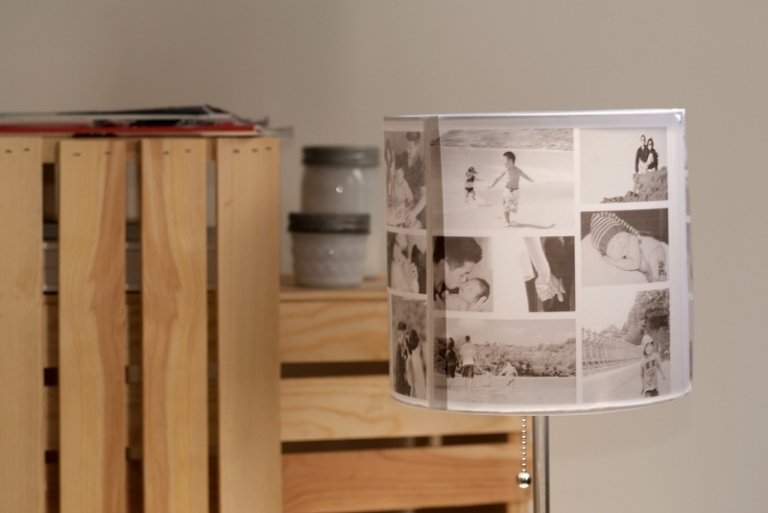 Lav fotokollage selv lampeskærm tinkering instruktioner