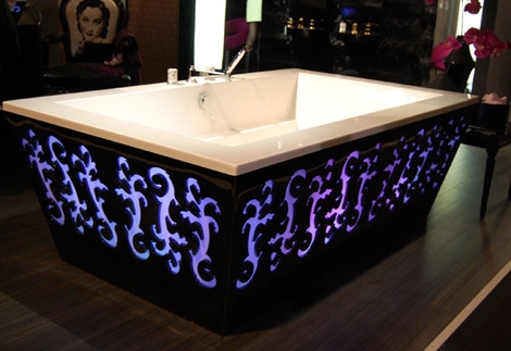 luksus badekar LED lilla sort fritstående