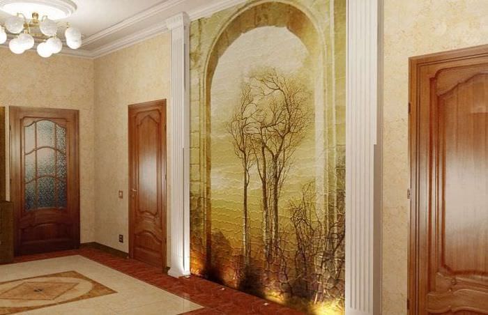 freskoja käytävän sisätiloissa, joissa on luonnollinen kuvio