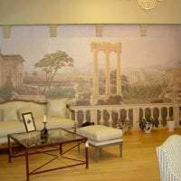 freskoja olohuoneen sisätiloissa, joissa on maisemakuva