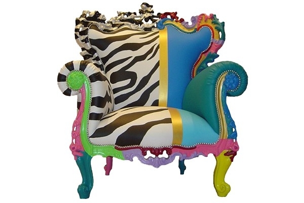 Farverigt lænestolsæde mønstret eklektisk eksklusivt kunstlæder i høj kvalitet