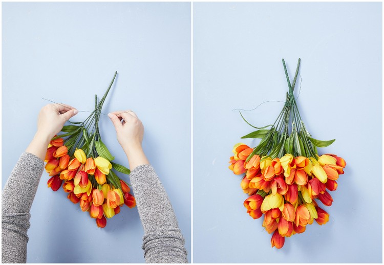 Bind kunstige tulipanbunker med blomstertråd