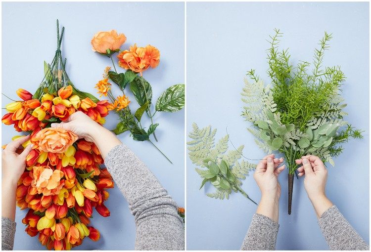 tilføj flere kunstige blomster gør gulerod grøn