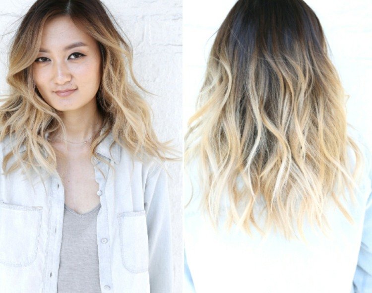 Ombre hår frisure blonde ideer mellemlang