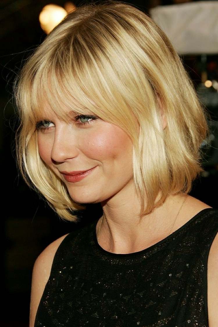 frisurer-til-blond-hår-bob-pony-kirsten-dunst-schwaz-kjole