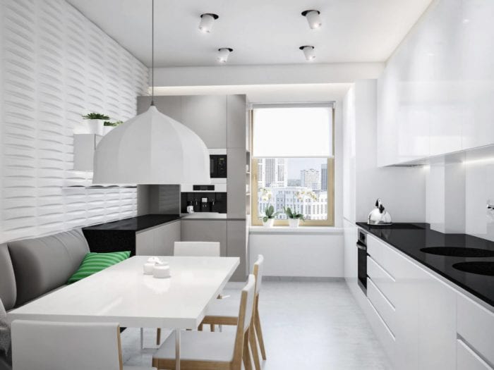 kuchyň s minimalismem pohovky