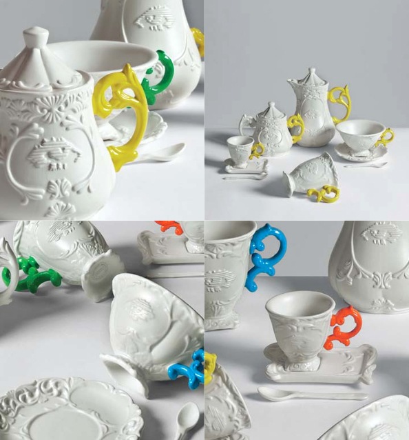 porcelæn te sæt i-wares seletti farverigt malede håndtag dekorationer
