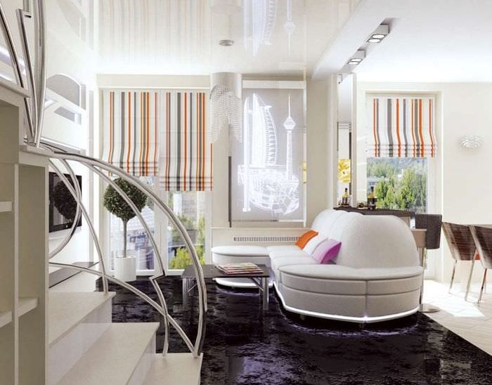 futurismus v designu místnosti v neobvyklé barvě