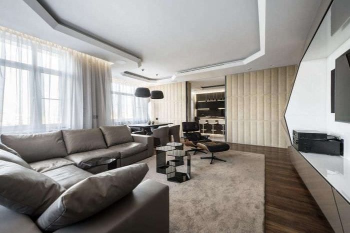 futurismus ve stylu obývacího pokoje v jasných barvách