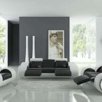futurismus v interiéru obývacího pokoje ve světlé barevné fotografii