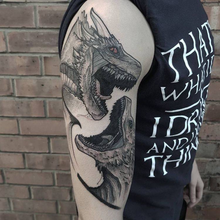 game of thrones tatovering designs fede ideer tatoveringer kultserie farverige dragehoved