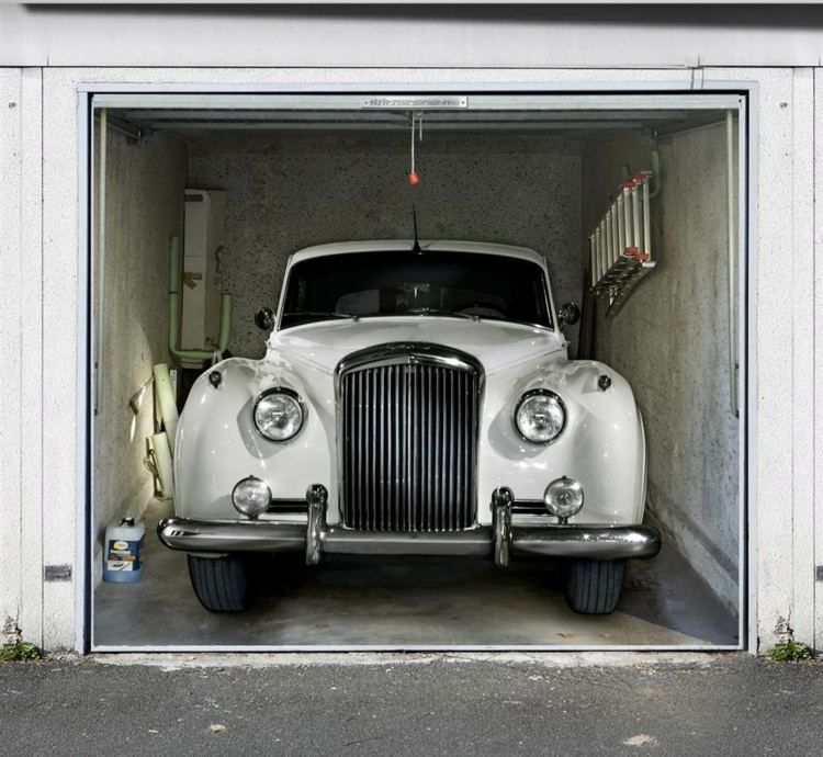 garage-rulle-døre-retro-bil-hvid-klistermærke-dør