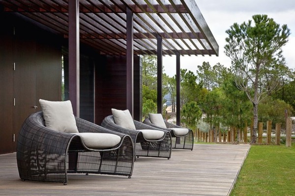 Design rattan møbler træ terrasse pergola