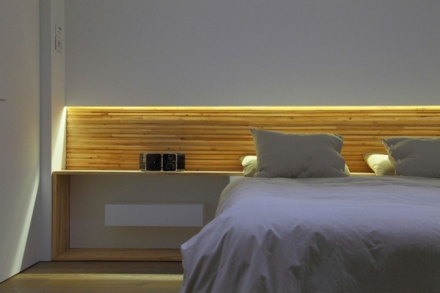 seng design hylder træ integrerede lys