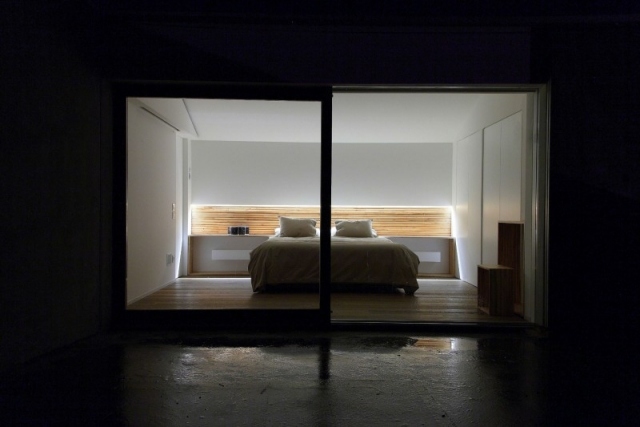 soveværelse indretning lyseffekter glas skydedøre