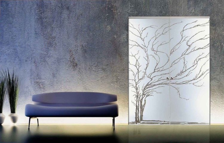 Glasdøre inde i dobbelt-blad-træ-motiv-Albero