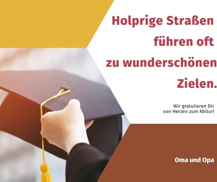 Tillykke med Abitur 2021 fra mormor og morfar