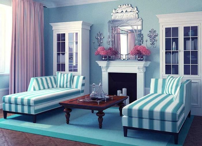 krásny štýl miestnosti v modrej farbe