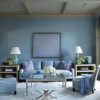 svetlý interiér spálne v modrom farebnom obrázku