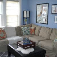 krásna výzdoba miestnosti v modrom farebnom obrázku