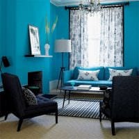 vakkert soverom interiør i blå farge bilde