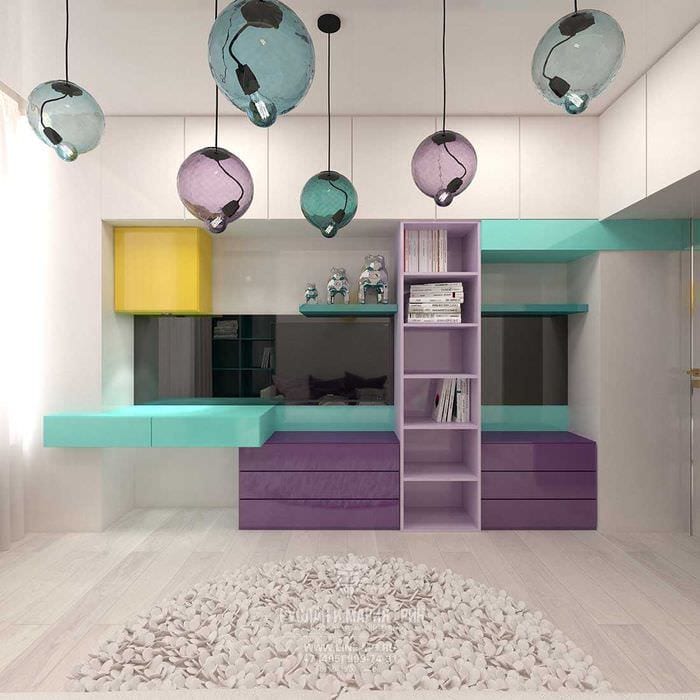 ein Beispiel für ein helles modernes Design eines Kinderzimmers