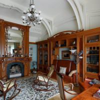 أثاث خشبي في غرفة المعيشة الكلاسيكية