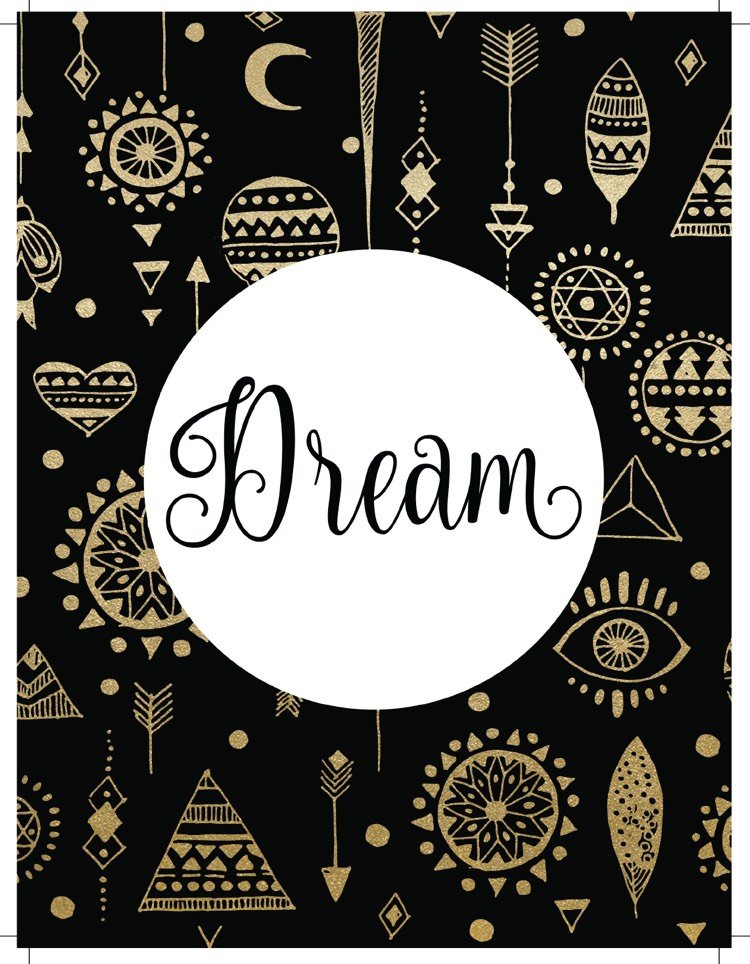 filofax-indsatser-A5-print-divider-dream catcher-sort-guld