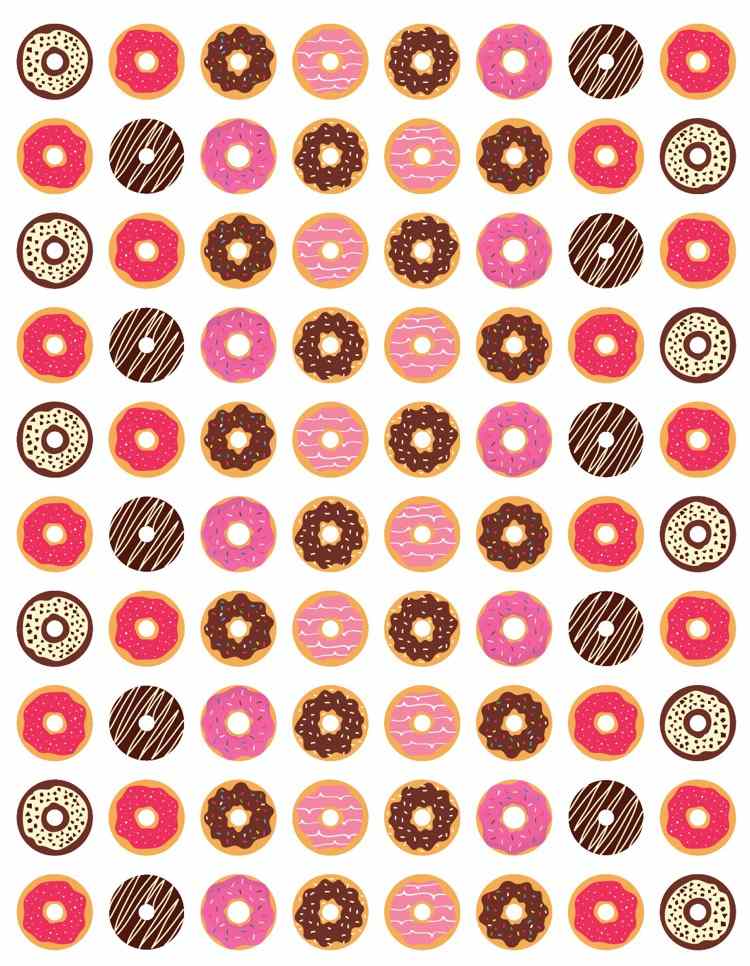 filofax-dekorere-motiver-donuts-farverige-skabelon-print