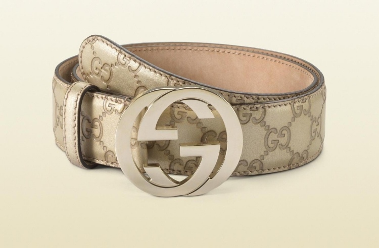 Gucci bælte beige sandfarve med logo -spænde