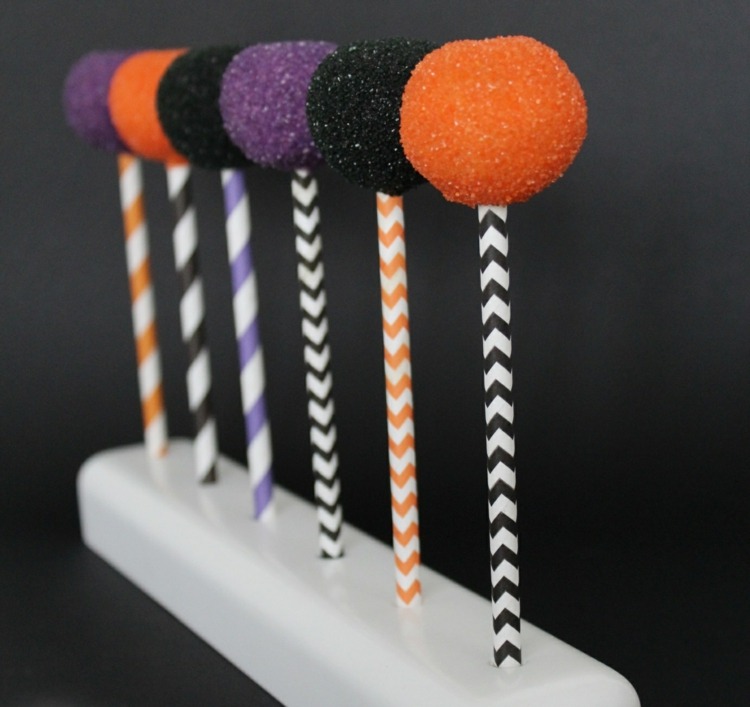 halloween kage popper sukker-farverige-glitter-sort-lilla-orange-kugler