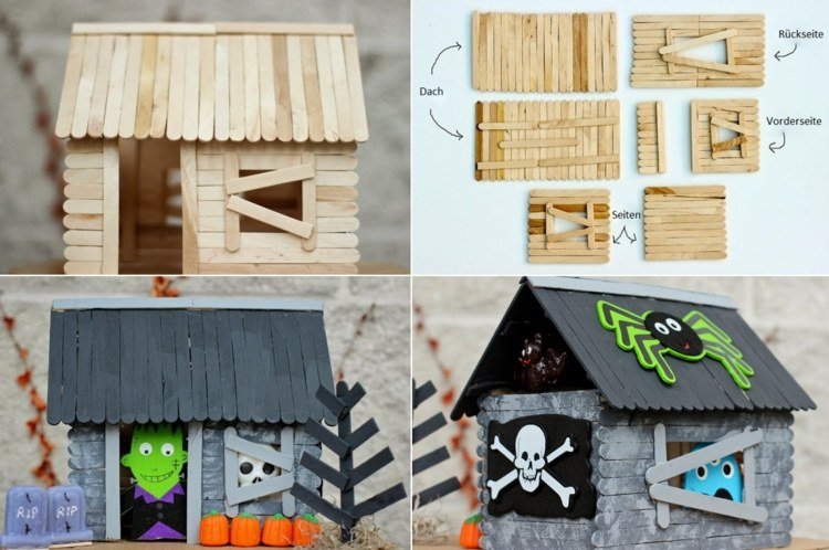 Lav Halloween -dekorationer med børn med en enkel plan for et hjemsøgt hus