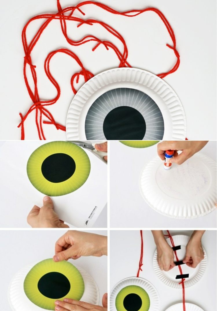 Instruktioner til kreativ krans med øjne lavet af papirplader