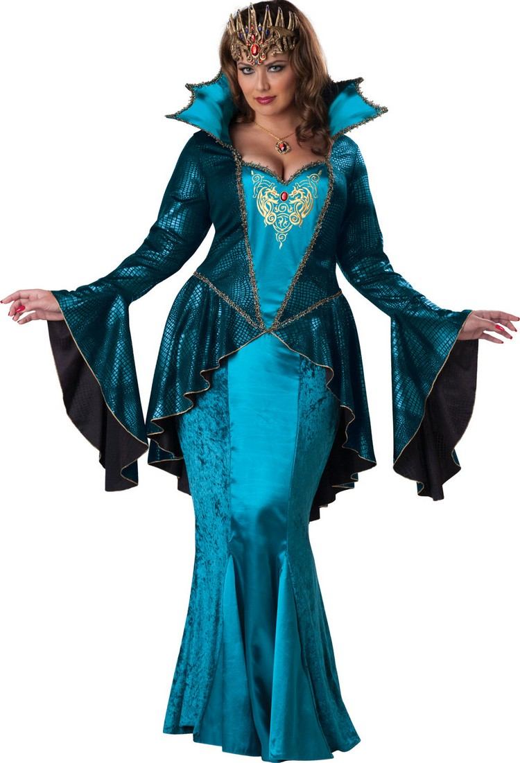 Halloween-kostumer-damer-onde-dronning-middelalder-blå-plus-størrelse