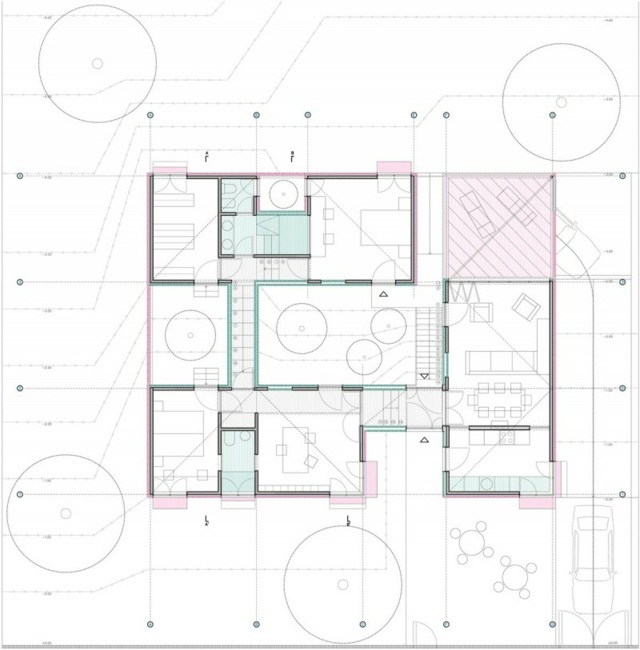 Arkitektur præfabrikerede elementer blueprint room layout visning ovenfor