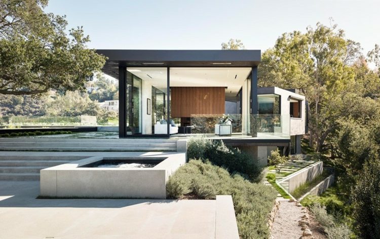 beton hus glas soveværelse niveau udendørs design