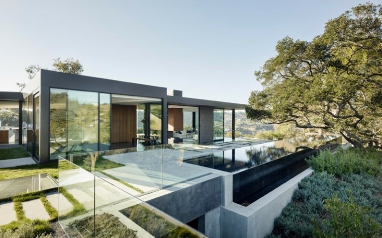 glas og beton hus pool lang uendelig eg opholdsstue