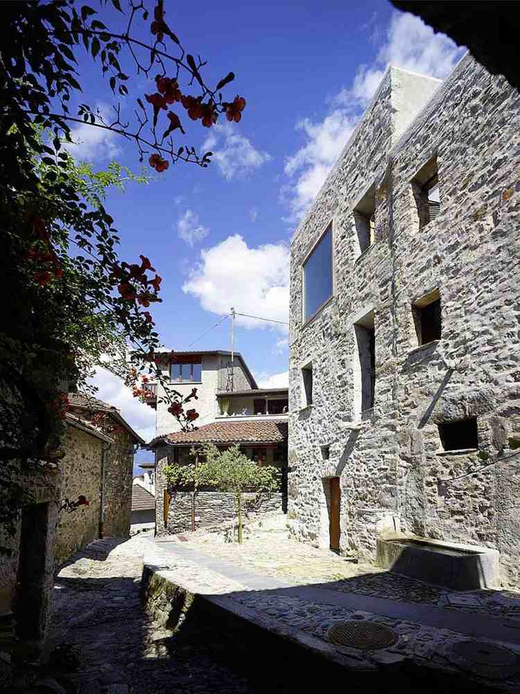 sten facade hus landsby vindue schweiz design idé