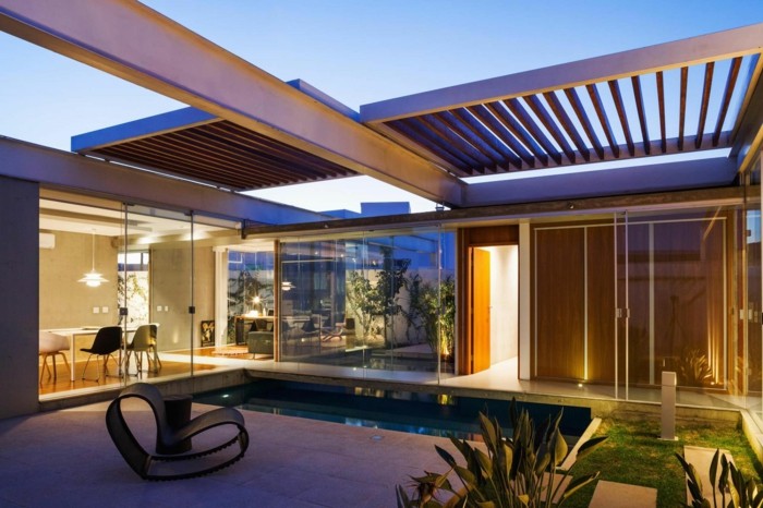 terrasse design skabe pool pergola træ fjernbetjent