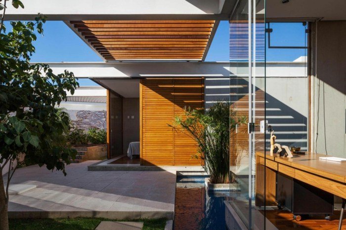 moderne hus arkitektur planter kontor terrasse sten