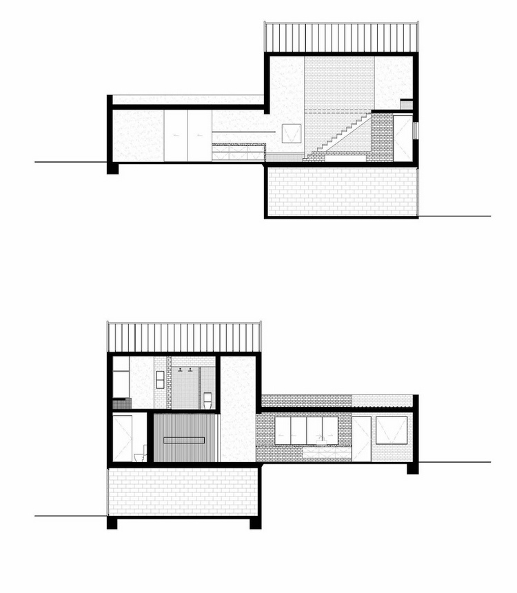 hus med betonvægge med bæredygtigt design og minimalistiske former som grundplan i to plan