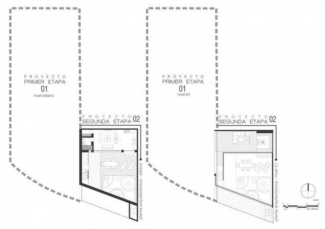 moderne arkitektur hus to etager grundplan set fra siden