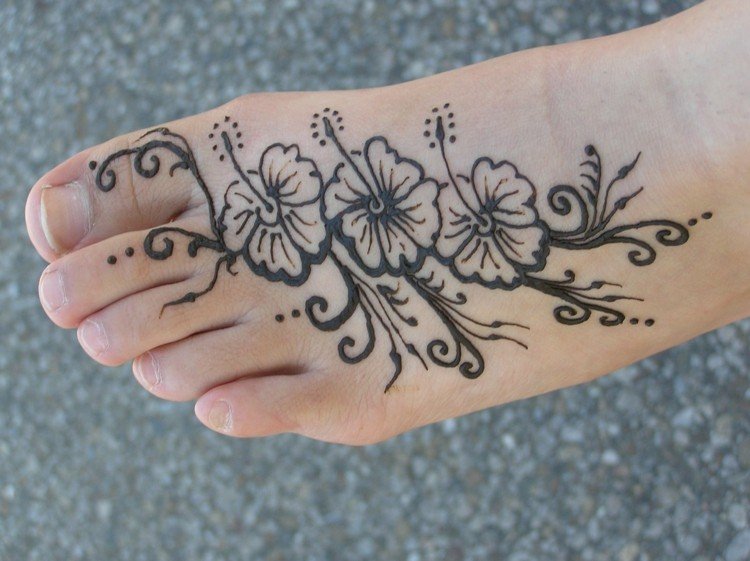 Henna tatovering fod blomst trellis motiver