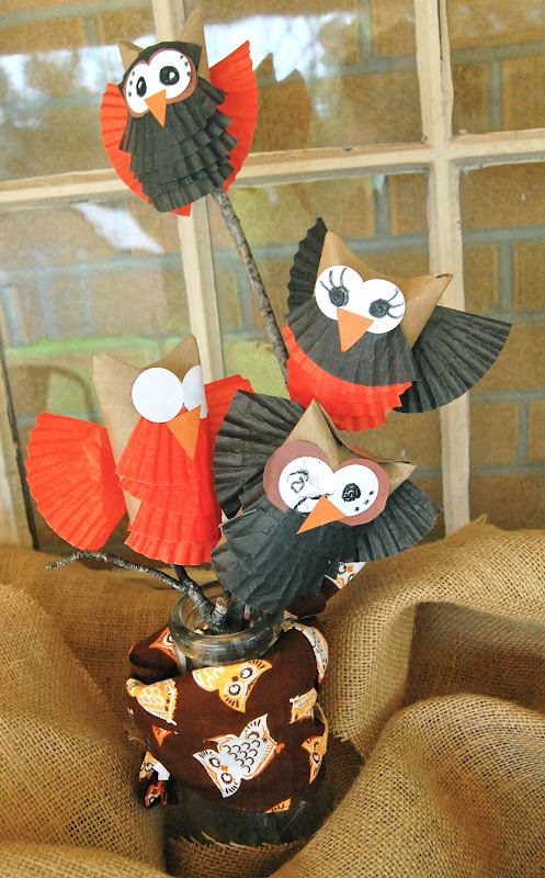 efterårshåndværk med børn-ugle-muffinfoermchen