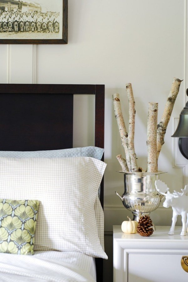 Soveværelse sengelinned romantisk dekoration Rustikke-gør-det-selv idé grene