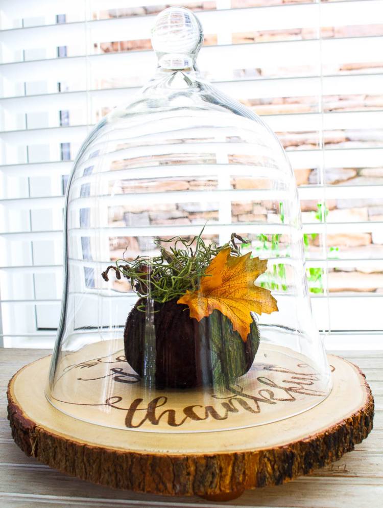 efterårsmæssig dekorere klokkeglas træstamme skåret vase